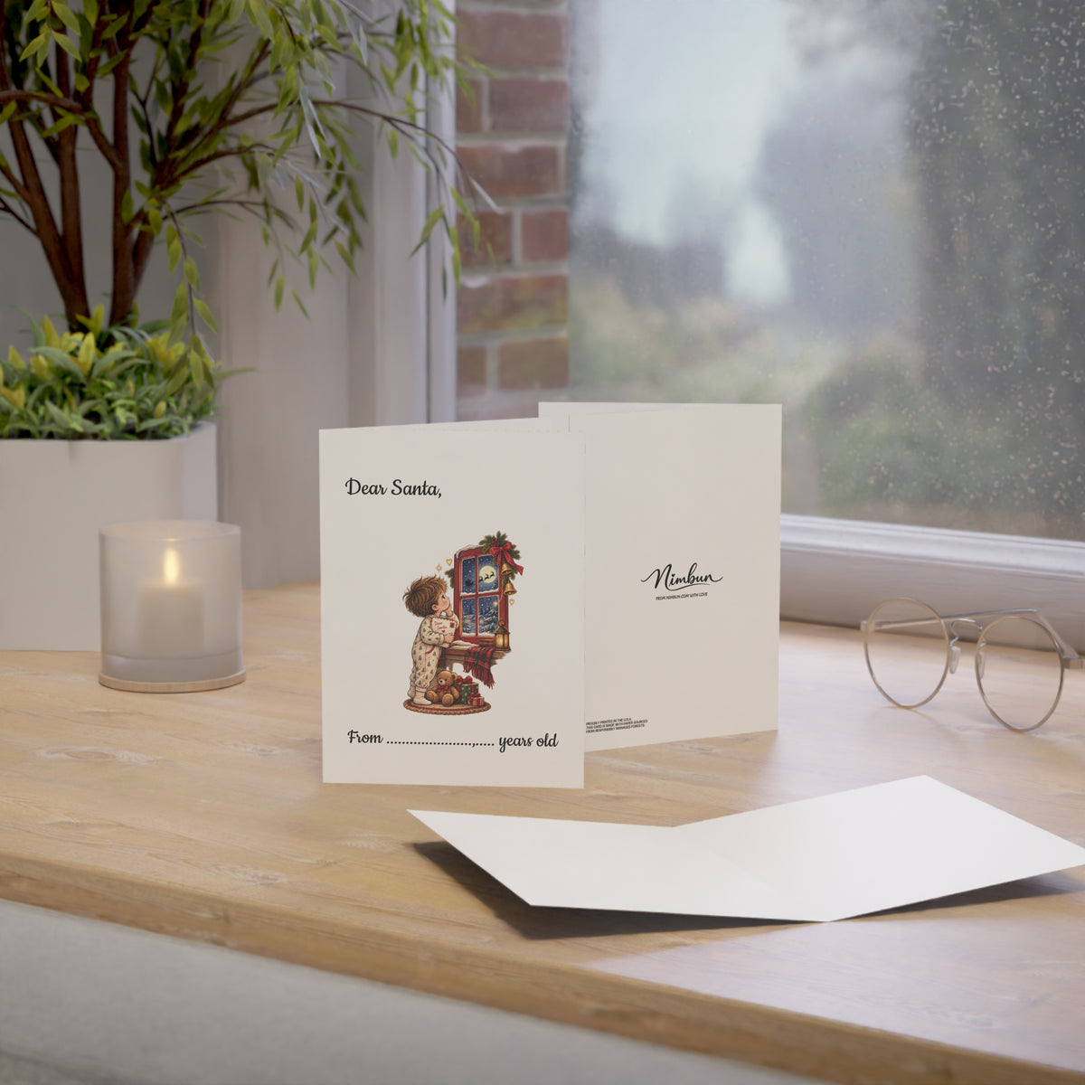 Dear Santa Card – Letter to Santa Christmas Card for Boys, Christmas Wish List Keepsake, Kids Holiday Activity Card