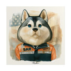 Search and Rescue Husky Wall Art Print – SAR Dog Portrait Poster, Rescue K9 Animal Profession Decor - Nimbun Art - Frame not included