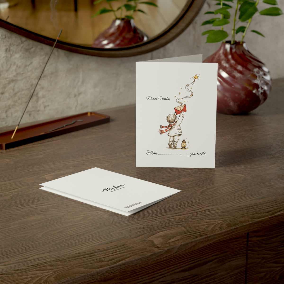 Dear Santa Card – Letter to Santa Christmas Card for Kids, Christmas Wish List Card, Holiday Activity Greeting Card