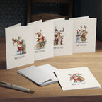 Funny Reindeer Christmas Card Bundle of 5 – Cute Merry Christmas Greeting Card Set, Whimsical Holiday Cards - Small Size