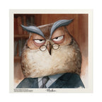 Professor Owl Wall Art Print – Wise Owl Portrait Poster, Scholarly Animal Character Decor - Nimbun Art - Frame not included