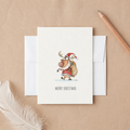 Funny Reindeer Christmas Card – Cute Santa Reindeer Merry Christmas Greeting Card, Humorous Holiday Card