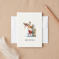 Funny Reindeer Christmas Card – Cute Santa Reindeer Holiday Greeting Card, Humorous Merry Christmas Card