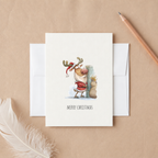 Funny Reindeer Christmas Card – Cute Santa Reindeer Holiday Greeting Card, Humorous Merry Christmas Card