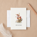 Funny Reindeer Christmas Card – Ho Ho Ho Merry Christmas Card, Cute Santa Reindeer Holiday Greeting Card