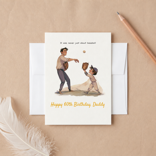 Baseball Dad Card – Personalized Father's Day or Birthday Card from Son, Sentimental Father Son Greeting Card