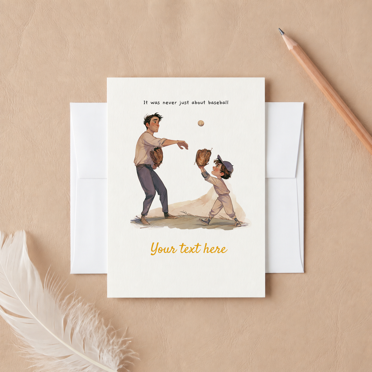 Baseball Dad Card – Personalized Father's Day or Birthday Card from Son, Sentimental Father Son Greeting Card