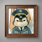 Three Star General Penguin Wall Art Print – Funny Military Penguin Poster, Cute Animal Office Decor - Nimbun Art - Frame not included