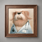 Doctor Golden Retriever Wall Art – Funny Dog Doctor Portrait Print, Medical Office Decor, Golden Retriever Wall Decor - Nimbun Art - Frame not included