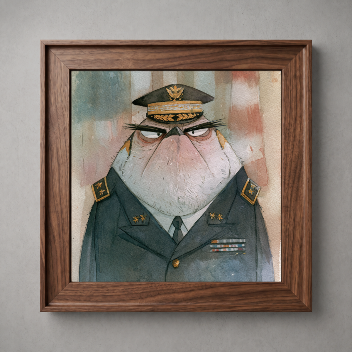 General Penguin Wall Art – Funny Military Penguin Portrait Print, Commander Animal Wall Decor - Nimbun Art - Frame not included