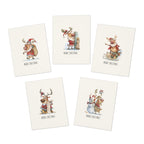 Funny Reindeer Christmas Card Bundle of 5 – Cute Merry Christmas Greeting Card Set, Whimsical Holiday Cards - Small Size